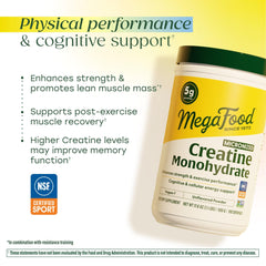 MegaFood creatine powder dissolves in water during workouts for rapid hydration