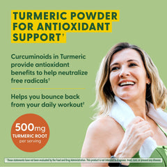 Pour-into-shaker action with MegaFood Daily Turmeric booster powder for post-workout nutrition