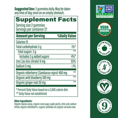 MegaFood Elderberry immune gummies zinc boost close-up emphasizing added zinc