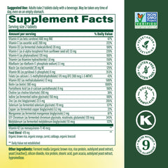 MegaFood bottle side view highlighting bottle design and 60 tabs for a month of use