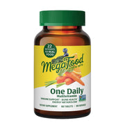 MegaFood One Daily bottle close-up highlighting real-food vitamins for everyday wellness.