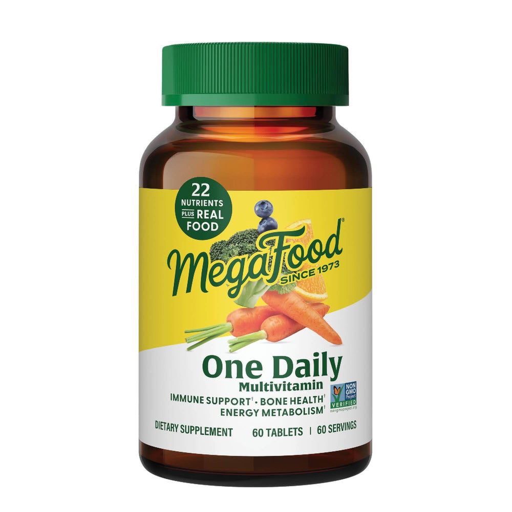 MegaFood One Daily women bottle on shelf supports daily energy and immune readiness