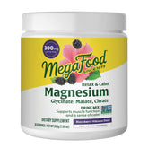 MegaFood Relax + Calm Magnesium bottle for daily muscle relaxation.