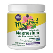 MegaFood Relax + Calm Magnesium bottle for daily muscle relaxation.