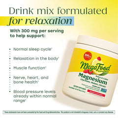 MegaFood Relax + Calm scoop measuring a precise daily magnesium dose.