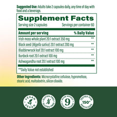 MegaFood Sea Moss Complex capsules close-up for easy daily dosing.