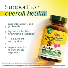 MegaFood Sea Moss Complex ingredients list highlighting Irish Sea Moss.