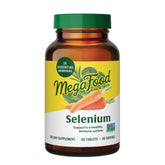 MegaFood Selenium bottle front displaying 60 tablets for daily immune support.