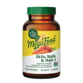 MegaFood Skin, Nails & Hair 2 bottle front shows vegan daily vitamins.