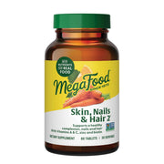 MegaFood Skin, Nails & Hair 2 bottle front shows vegan daily vitamins.