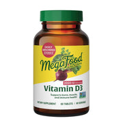 MegaFood Vitamin D3 2000 IU bottle front view with real food ingredients for daily wellness