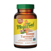 MegaFood Whole Body Turmeric bottle viewed, highlighting antioxidant support and vegan formula.