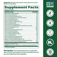 Close-up of MegaFood Women's 40+ tablets highlighting easy-to-take capsules