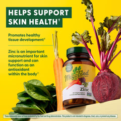 Packaging showing gluten-free and kosher certification for MegaFood zinc.