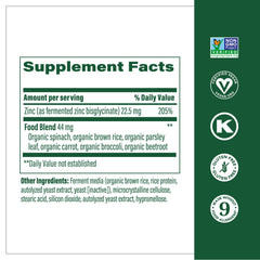 MegaFood zinc tablets closeup showing compact fermented tablets used for everyday wellness.
