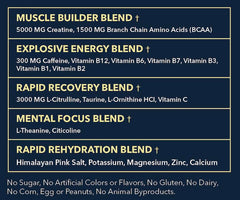 MEGO Muscle Water powder scoop closeup shows precise serving for consistent workouts