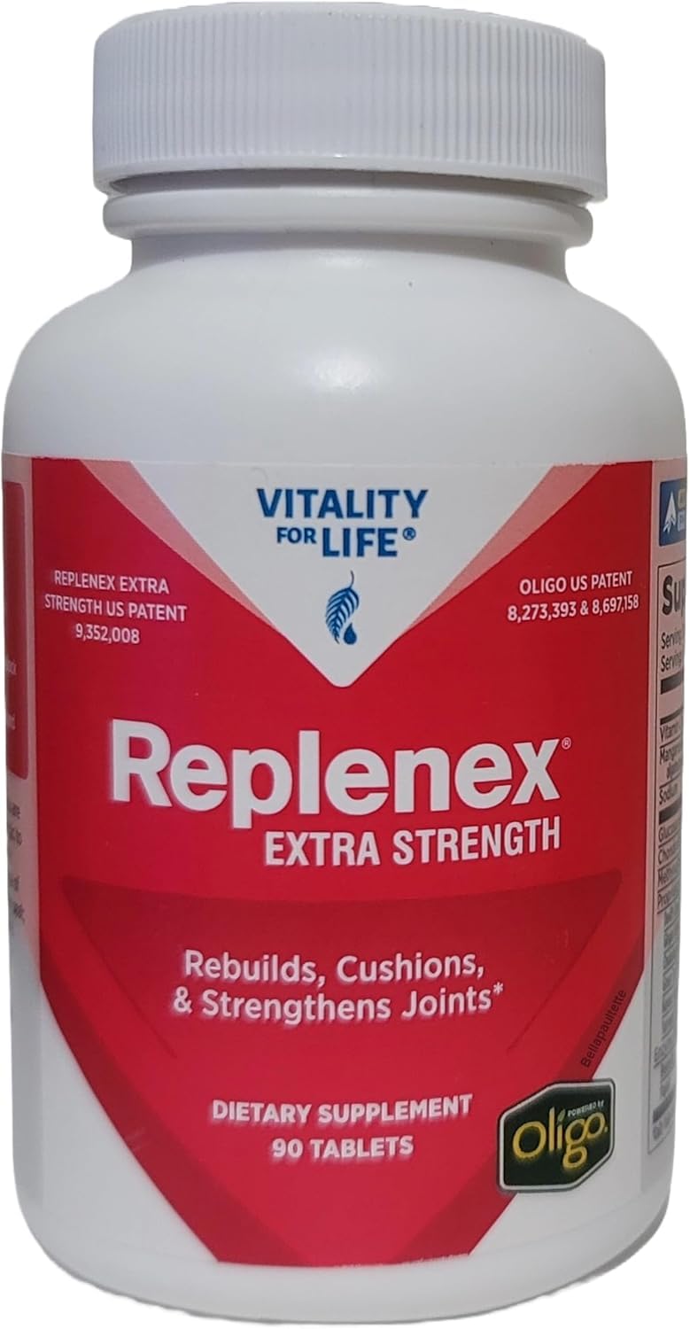 Melaleuca Replenex Extra Strength bottle features joint support benefits