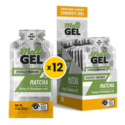 MELLIGEL Energy Matcha packet closed for convenient, on-the-go fueling during runs.