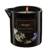 Melony Luxury Massage Candle jar closeup showing premium packaging for at-home spa rituals.