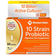 Member's Mark 5x Probiotic bottle front view for convenient daily digestive support.