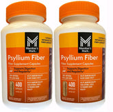 Member's Mark Fiber Capsules two-pack bottles front view highlighting psyllium fiber for daily goals.