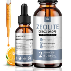 Menkru Zeolite Drops bottle closeup highlighting high purity zeolite for daily balance.