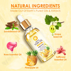 MENOMINO yoni oil ingredients close-up highlighting natural plant oils and antioxidants.