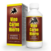 Menper Vino Carne Hierro bottle front shows trusted iron and vitamin blend for daily energy.