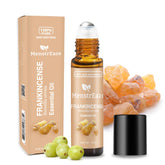 MenstrEaze frankincense-grapeseed roll-on bottle showcases soothing daytime calm.