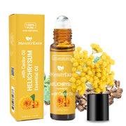 MenstrEaze Helichrysum-Castor Roll-On bottle for precise nourishing application.
