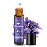 MenstrEaze Sleep Roll-On bottle close-up showing lavender and chamomile calming blend.