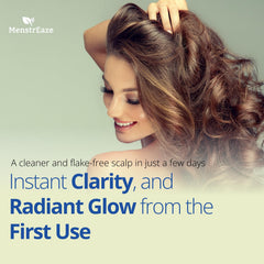 MenstrEaze scalp application with dropper showing targeted root hydration