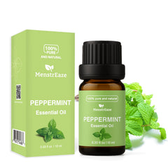 MenstrEaze peppermint oil dropper bottle for safe topical use and aroma