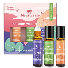 MenstrEaze Sleep roll-on bottle with calming lavender for restful nights.