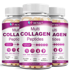 MENXI Multi Collagen Softgel bottle front supports radiant skin and joint health