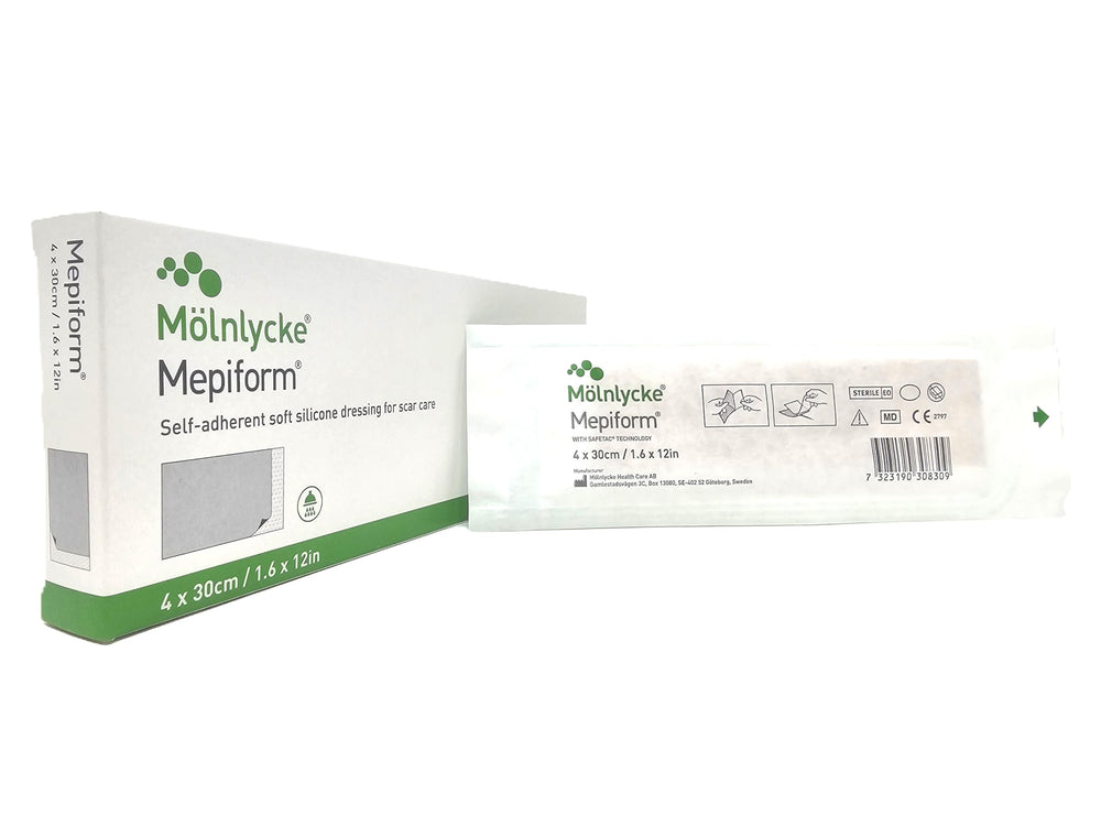 Mepiform dressing 1.6x12 image shows compact box and discreet wear