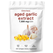 MERUTIN aged garlic extract softgel bottle; odorless daily capsules for easy use