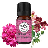 messentials geranium essential oil bottle with rose aroma for mood uplifting.