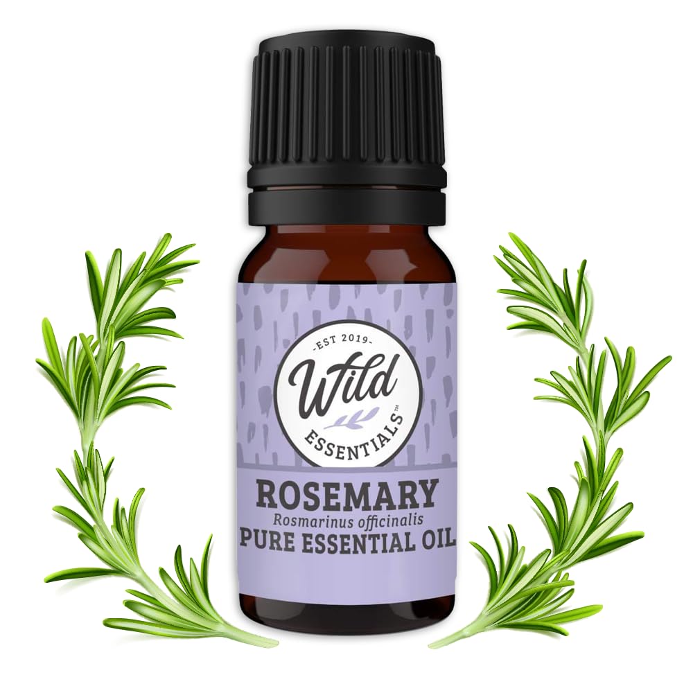 messentials wild-essentials rosemary oil 10ml bottle for uplifting aroma and focus.