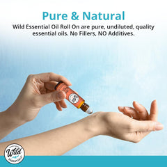 mEssentials Wild Essentials Muscle Roll-On label detail showing ingredients