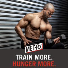 MET-Rx Big 100 Colossal nutrition panel highlights 32 g protein and essential vitamins.