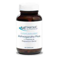 Metabolic Maintenance Ashwagandha Plus bottle promotes calm focus and stress resilience.