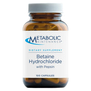 Metabolic Maintenance Betaine HCl Pepsin bottle view supports protein digestion during meals