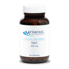 Metabolic Maintenance NAC 600 mg capsules bottle pour for easy daily dosing and convenience.