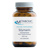 Metabolic Maintenance Silymarin bottle label shows 300 mg dose for liver support.