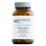 Metabolic Maintenance Silymarin bottle label shows 300 mg dose for liver support.