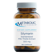 Metabolic Maintenance Silymarin capsules close-up highlighting 300 mg milk thistle for liver support.