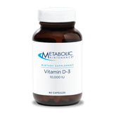Metabolic Maintenance Vitamin D3 bottle front displaying 10,000 IU potency and vitamin C.