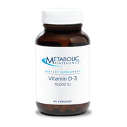 Metabolic Maintenance Vitamin D3 bottle front displaying 10,000 IU potency and vitamin C.