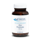 Metabolic Maintenance Zinc Picolinate bottle label highlighting high absorption.